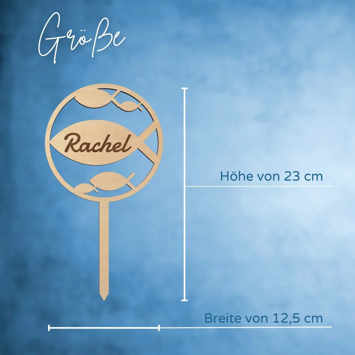 Tortenstecker aus Echtholz mit personalisierter Gravur in 12,5×23 cm – Bild 4
