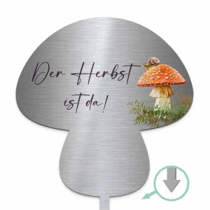 Edler Blumenstecker als Pilz für den Herbst aus robusten Edelstahl