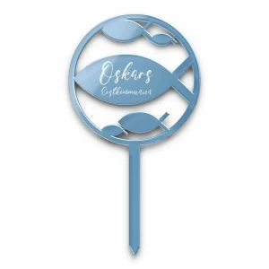 Cake Topper zur Kommunion mit Fisch Motiv und Wunschgravur