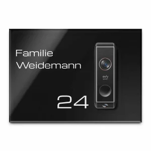 Klingelplatte aus Acrylglas auf Edelstahl für die Eufy Video Doorbell Dual 2K mit Gravur