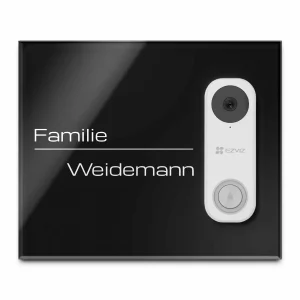 Personalisiertes Klingel Schild mit Aussparung für die EZVIZ DB1C Funkklingel aus Acrylglas