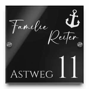Hochwertige Hausnummer aus Hochglanz Acrylglas mit Gravur | ab 16×16 cm