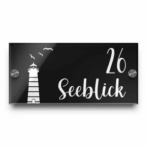 Designer Hausnummer aus Hochglanz Acrylglas mit Wunschgravur | 21×10 cm