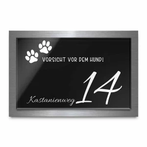 Namenssschild graviert mit Hausnummer aus Acrylglas