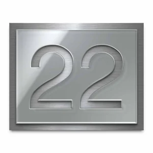 Designer Hausnummer 20×16 cm aus Acrylglas und V2A Edelstahl