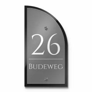 Designer Hausnummer schwarz / satiniert mit Gravur 17×32 cm