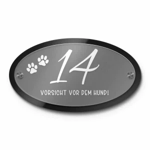 Moderne Hausnummer ab 25×14 cm aus Acrylglas in satiniert/schwarz