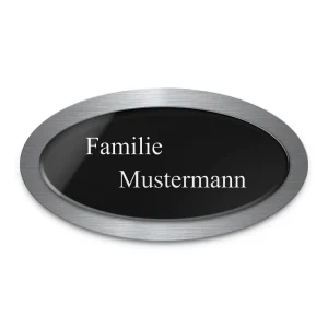 Ovales Schild aus Hochglanz Acrylglas 15×8 cm oval mit Gravur