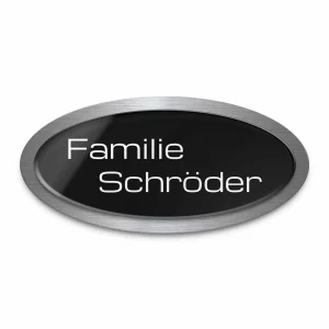 Namensschild aus V2A Edelstahl und Acrylglas mit Gravur 21×10 cm