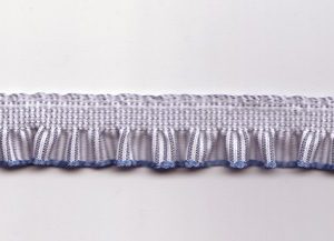 Rüschenborte blau-weiß gestreift