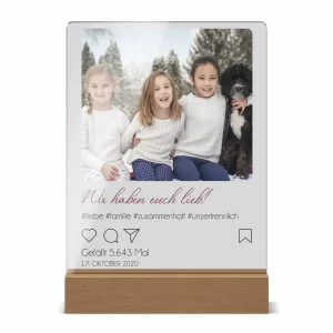 Foto Nachtlicht im Instagram Design – mit LED Beleuchtung & Holzfuß – 15 x 20 cm