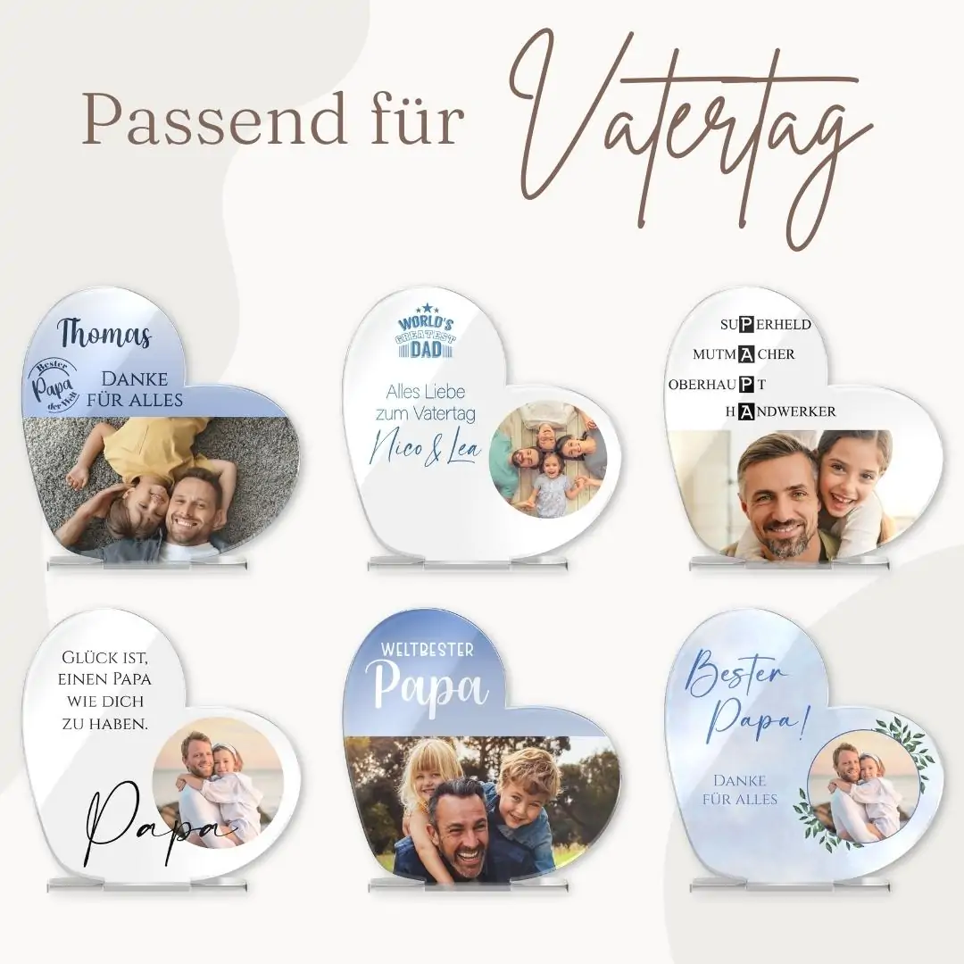 Herz zum aufstellen zum Vatertag mit Foto aus Acrylglas ab 14×14 cm – Bild 8