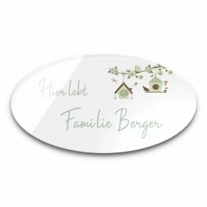 Ovales Acrylschild ab 15×8 cm mit individueller Gestaltung