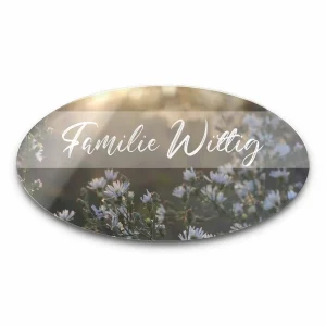 Ovales Familienschild mit Wunschtext in ovaler Form