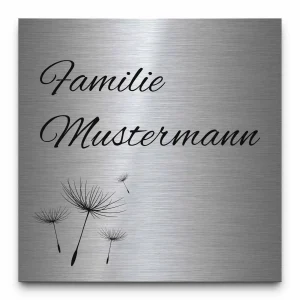 Edelstahl  Namensschild / Klingelschild mit Gravur 16×16 cm