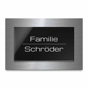 Türschild mit Namen in 9×6 cm aus Hochglanz Acrylglas und V2A Edelstahl