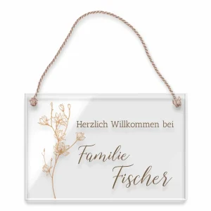 Acrylschild mit Kordel ab 18×12 cm mit klarem oder weißem Hintergrund