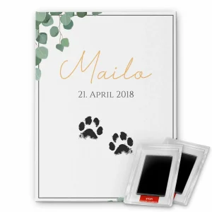 Personalisiertes Wandbild mit Tier Pfotenabdruck Set mit Leinwand und zwei Stempelkissen