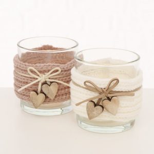 Windlicht Cosy mit Banderole Herzchen