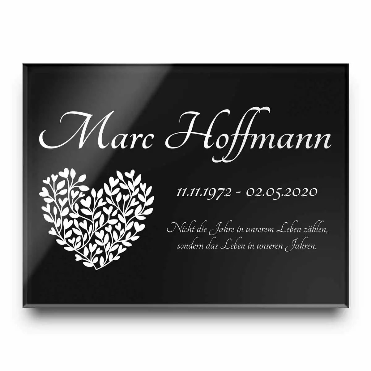 Acrylglas Grabtafel mit Textgravur in 20 x 15 cm