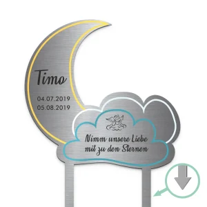Mond Grabschmuck für Sternenkinder mit buntem Druck