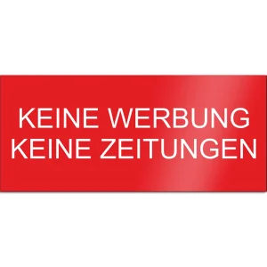Türschild aus Kunststoff 8×3,5 cm mit Gravur „Bitte keine Werbung“