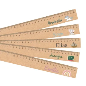 Lineal zur Einschulung aus Holz mit buntem Druck