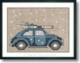 Oldie mit Skiern, blau – Bild 2