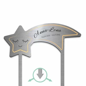 Sternschnuppen Grabschmuck mit Namen und Trauerspruch