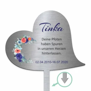 Tier Grabstecker Herz mit bunten Designs