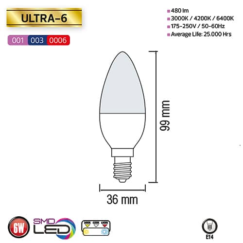 ULTRA – LED Glühbirne 6W 3000K Warmweiss – LED Leuchtmittel E14 – Bild 3