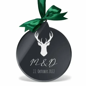 Weihnachtskugel mit Personalisierung aus Acrylglas Anthrazit mit Gravur